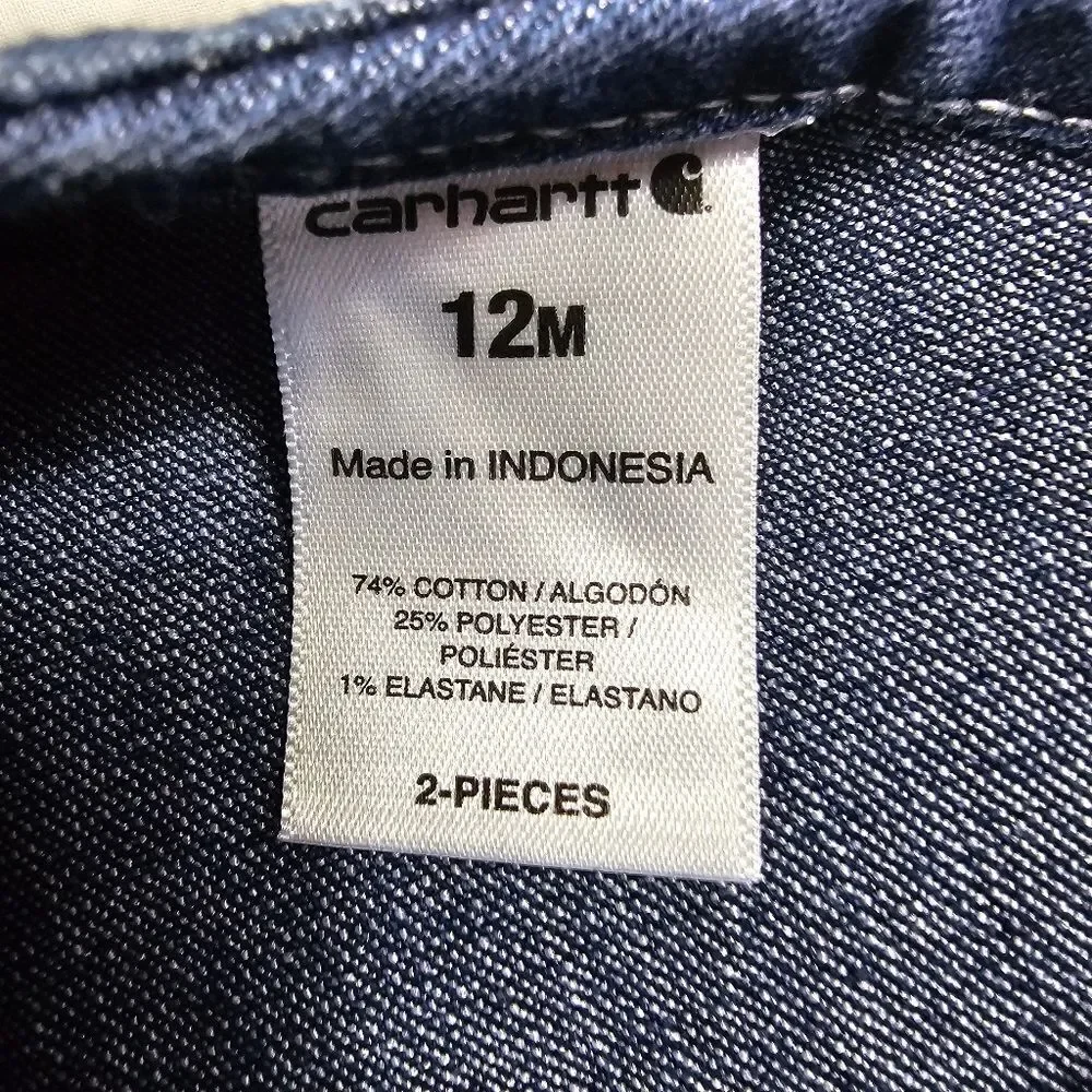 Carhartt Blue Denim Overall Shorts Girl's‎ Size 12M
